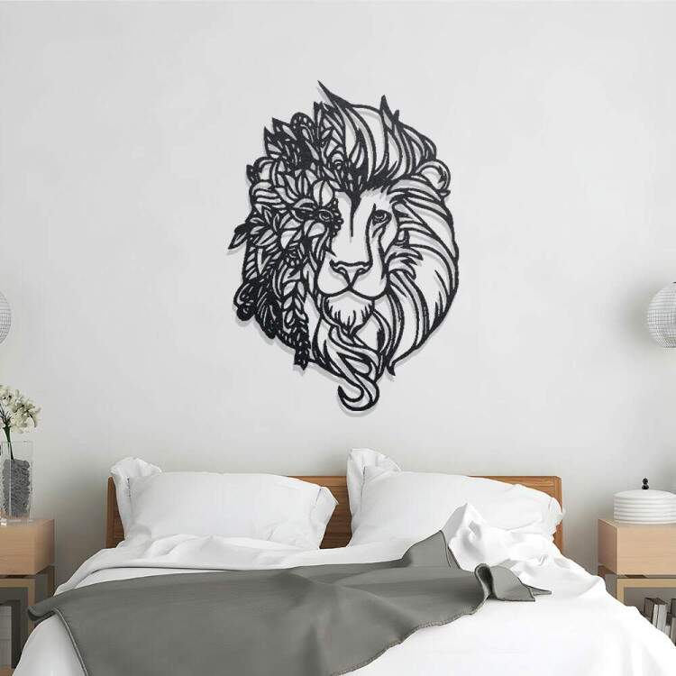 Quadro Decorativo Vazado Leo com Flores
