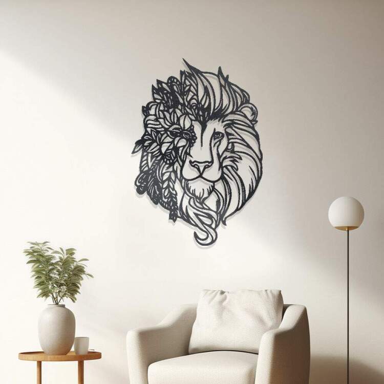 Quadro Decorativo Vazado Leo com Flores