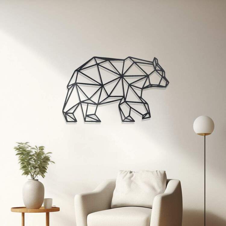 Quadro Decorativo Vazado Urso Geomtrico