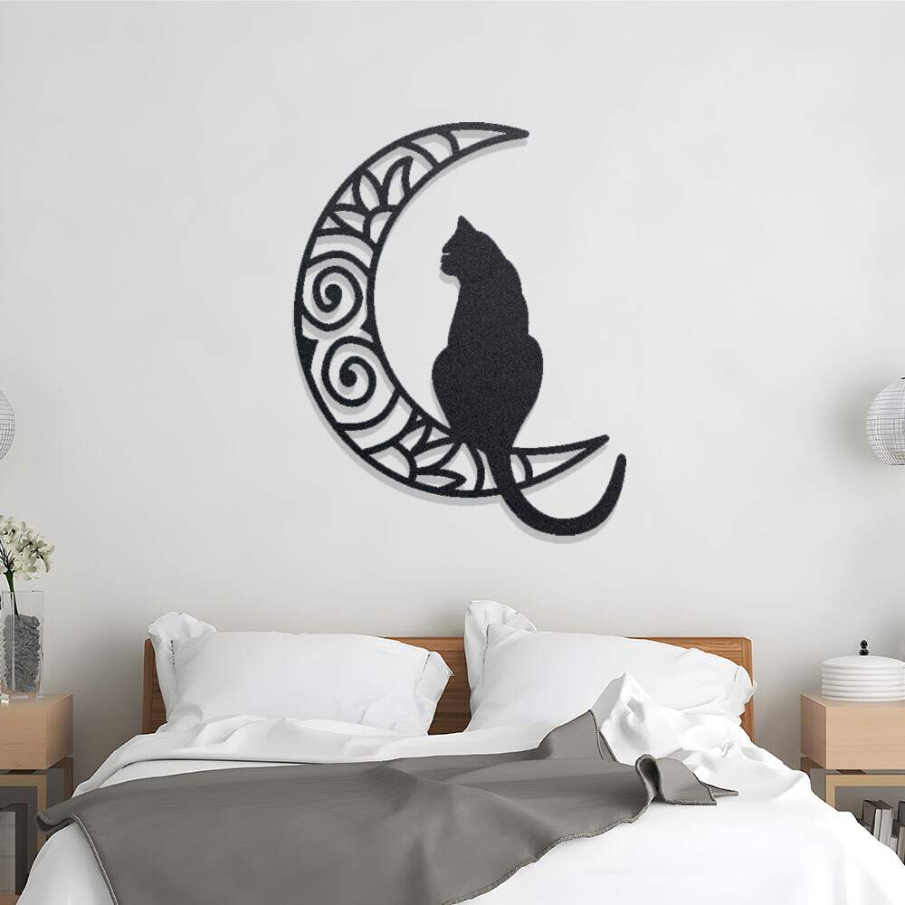 Quadro Decorativo Vazado Gato na Lua