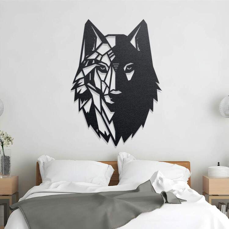 Quadro Decorativo Vazado Lobo Geomtrico