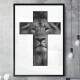 Quadro Decorativo Le�o na Cruz Fundo Branco