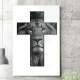 Quadro Decorativo Le�o na Cruz Fundo Branco