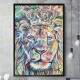 Quadro Decorativo Le�o de Jud� com Coroa Colorido