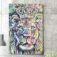 Quadro Decorativo Le�o de Jud� com Coroa Colorido
