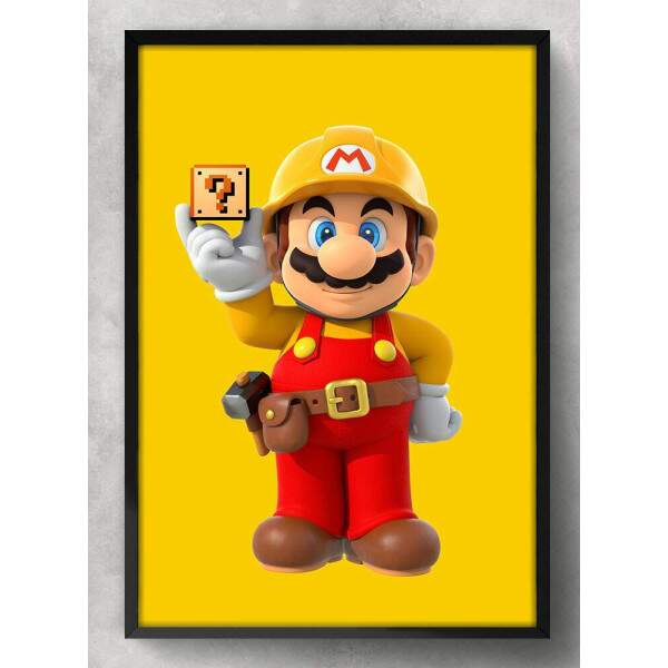 Quadro Decorativo Mario Maker Fundo Amarelo