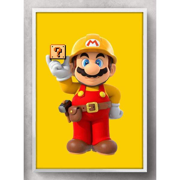 Quadro Decorativo Mario Maker Fundo Amarelo