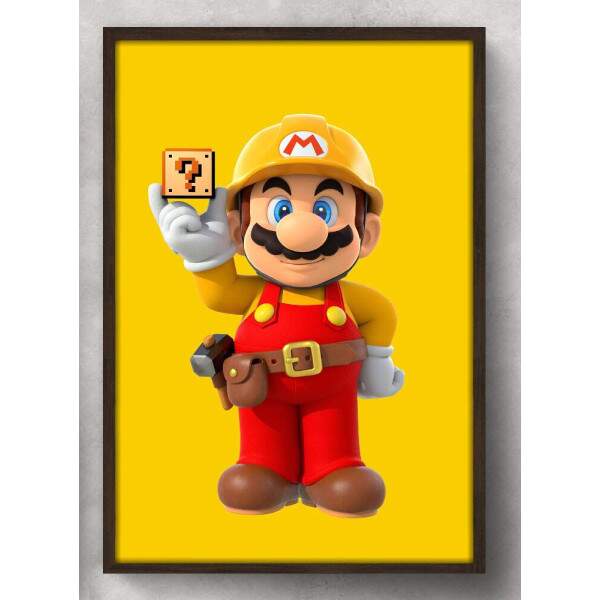 Quadro Decorativo Mario Maker Fundo Amarelo