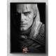 Quadro Decorativo The Witcher Preto e Branco com Olhos Amarelo