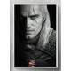 Quadro Decorativo The Witcher Preto e Branco com Olhos Amarelo