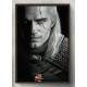 Quadro Decorativo The Witcher Preto e Branco com Olhos Amarelo