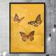 Quadro Decorativo Borboletas Laranja no Fundo Amarelo