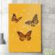Quadro Decorativo Borboletas Laranja no Fundo Amarelo