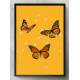 Quadro Decorativo Borboletas Laranja no Fundo Amarelo