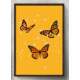 Quadro Decorativo Borboletas Laranja no Fundo Amarelo