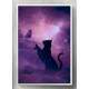 Quadro Decorativo Abstrato Silhueta Gato e Borboleta