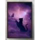 Quadro Decorativo Abstrato Silhueta Gato e Borboleta