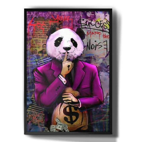 Quadro Decorativo Grafite Panda com Money