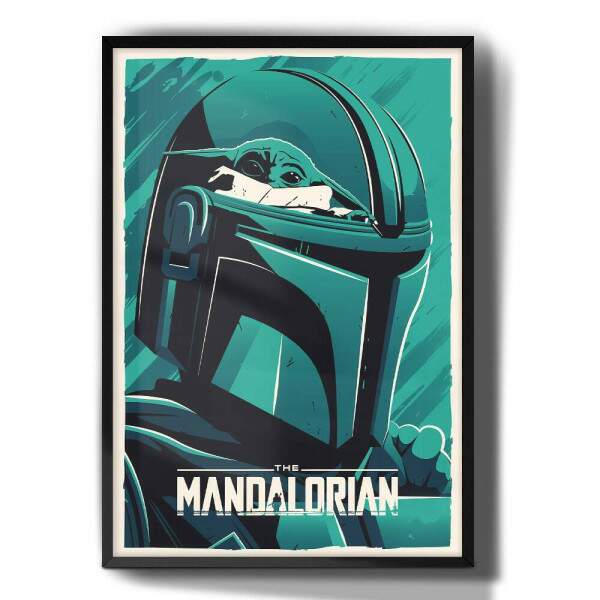 Quadro Decorativo Capacete Mandalorian Efeito Verde