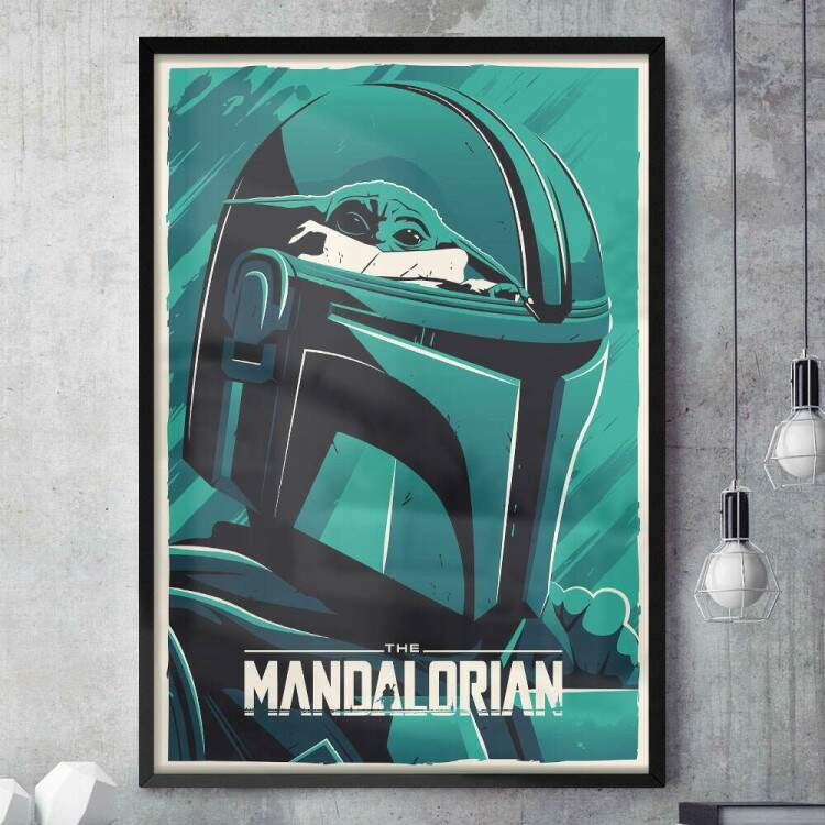 Quadro Decorativo Capacete Mandalorian Efeito Verde