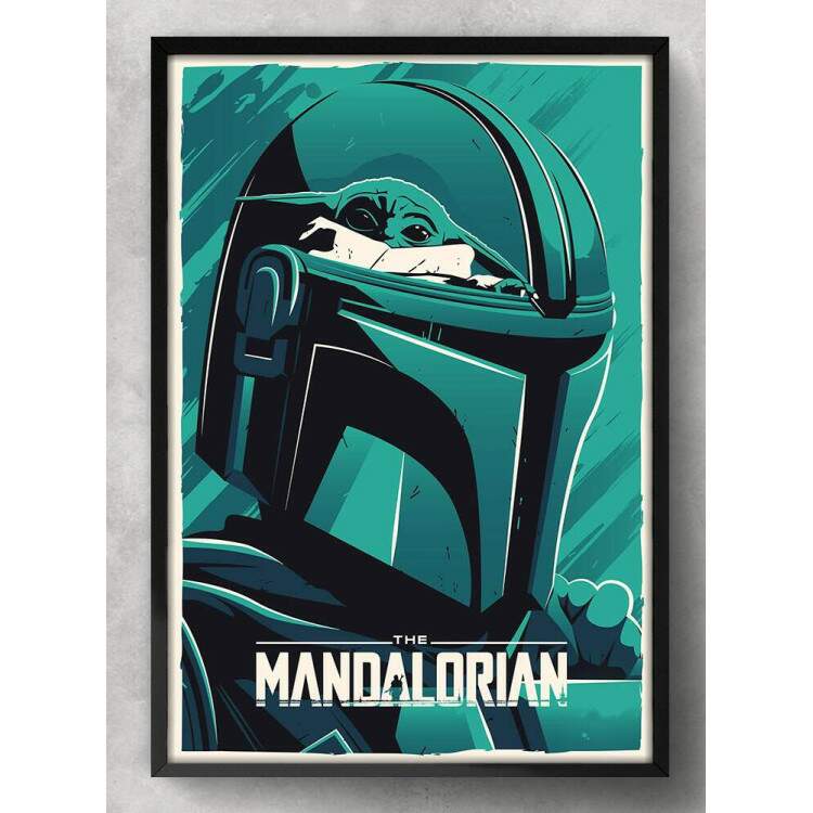 Quadro Decorativo Capacete Mandalorian Efeito Verde