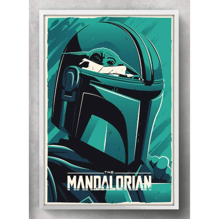 Quadro Decorativo Capacete Mandalorian Efeito Verde