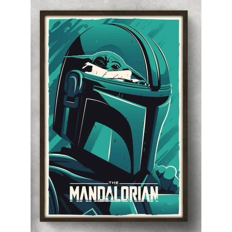 Quadro Decorativo Capacete Mandalorian Efeito Verde