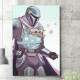 Quadro Decorativo Desenho Star Wars Mandalorian Yoda
