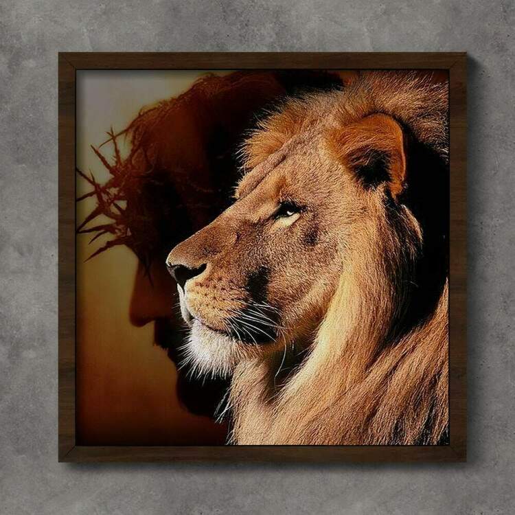 Quadro Decorativo Quadrado Leo de Jud e Jesus Cristo