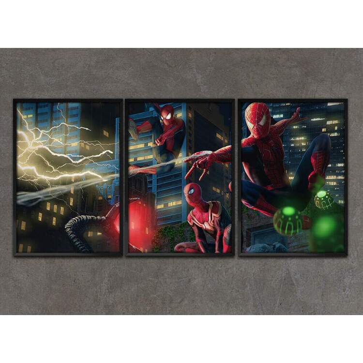 Kit 3 Quadros Decorativos Homem Aranha No Way Home