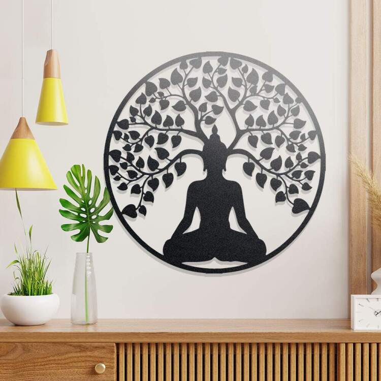 Quadro Decorativo Vazado Buda e rvore da Vida