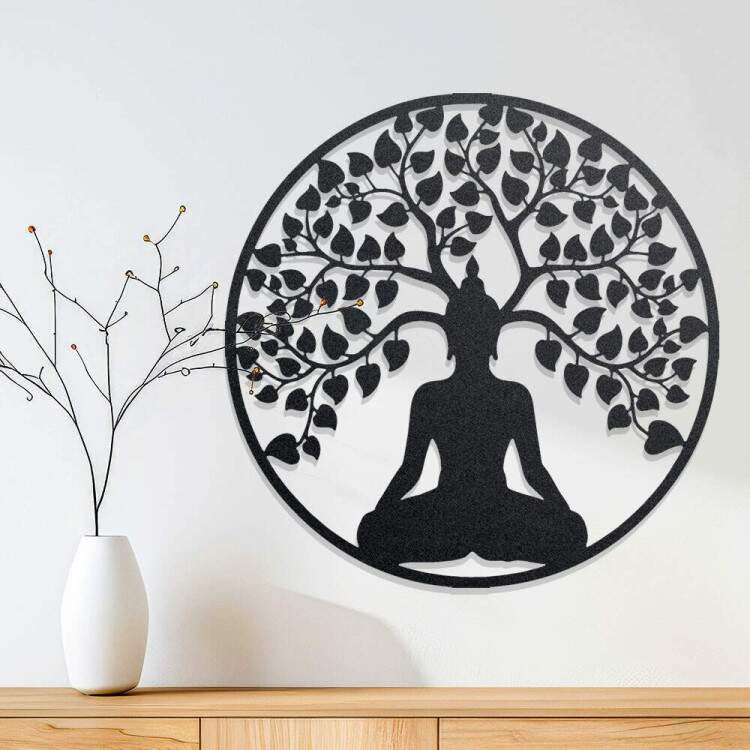 Quadro Decorativo Vazado Buda e rvore da Vida