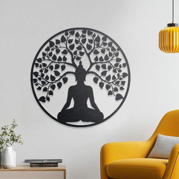 Quadro Decorativo Vazado Buda e rvore da Vida