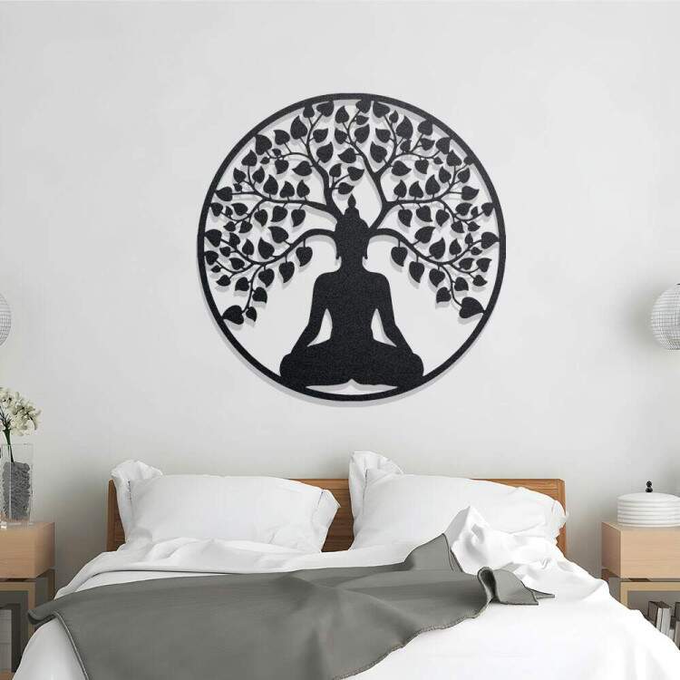 Quadro Decorativo Vazado Buda e rvore da Vida