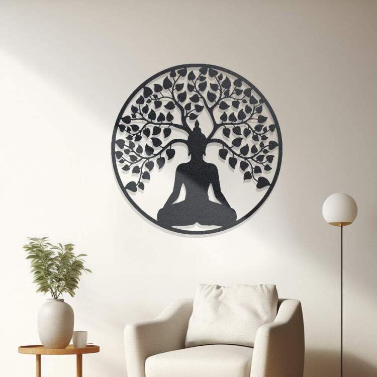 Quadro Decorativo Vazado Buda e rvore da Vida