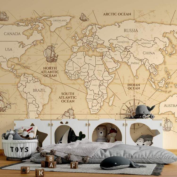 Papel de Parede Mapa-Mndi Papel Pardo MP