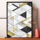 Quadro Decorativo Geom�trico 3D Preto Branco e Dourado