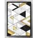 Quadro Decorativo Geom�trico 3D Preto Branco e Dourado