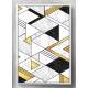 Quadro Decorativo Geom�trico 3D Preto Branco e Dourado