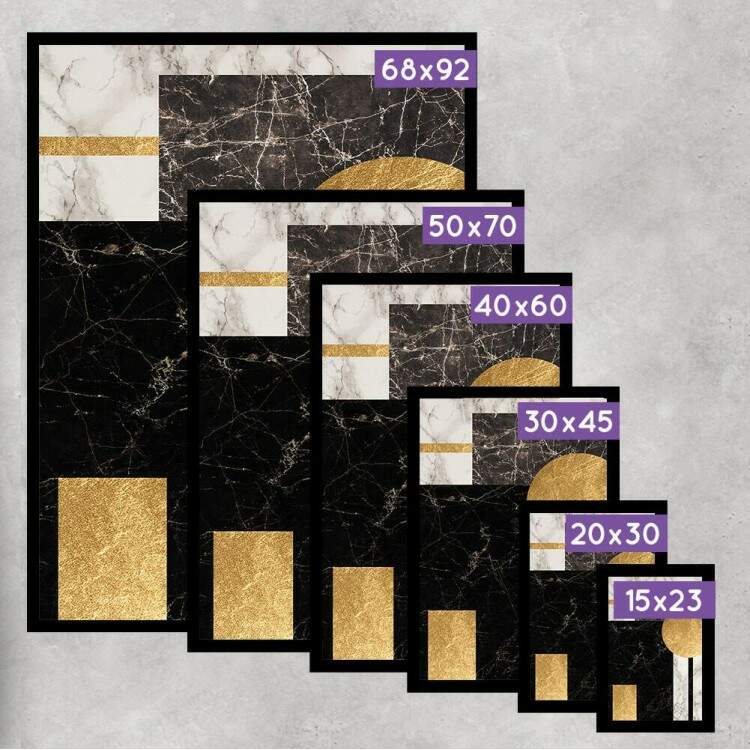 Quadro Decorativo Geomtrico Mrmore Dourado Marrom e Branco