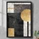Quadro Decorativo Geom�trico M�rmore Dourado Marrom e Branco