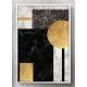 Quadro Decorativo Geom�trico M�rmore Dourado Marrom e Branco