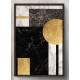 Quadro Decorativo Geom�trico M�rmore Dourado Marrom e Branco