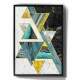 Quadro Decorativo Tri�ngulos Turquesa Dourado e Preto