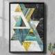 Quadro Decorativo Tri�ngulos Turquesa Dourado e Preto