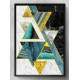 Quadro Decorativo Tri�ngulos Turquesa Dourado e Preto