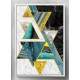 Quadro Decorativo Tri�ngulos Turquesa Dourado e Preto