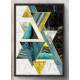 Quadro Decorativo Tri�ngulos Turquesa Dourado e Preto