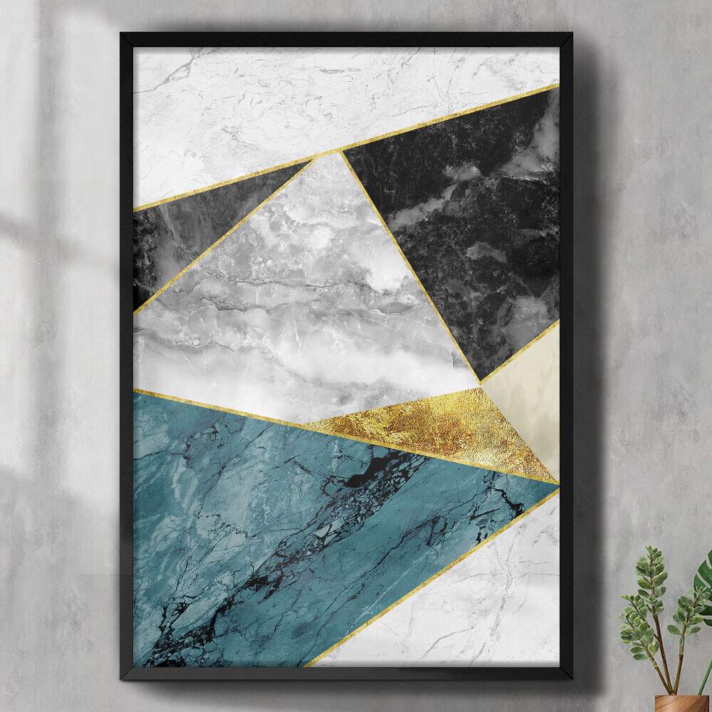 Quadro Decorativo Abstrato Mrmore Turquesa