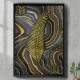 Quadro Decorativo M�rmore Minimalista Folha Dourada